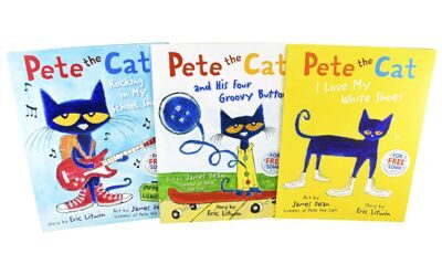 E48 Pete The Cat 3 Books Children - Ages 0-5 - Paperback By James Dean & Eric Litwin