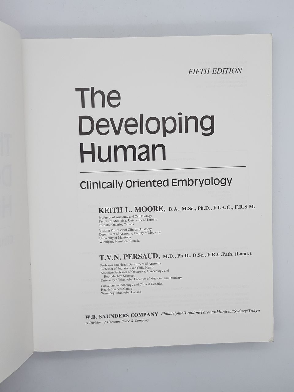 4P86 The Developing human. Clinically oriented Embriology. Moore and Persaud, 1993 год, USA